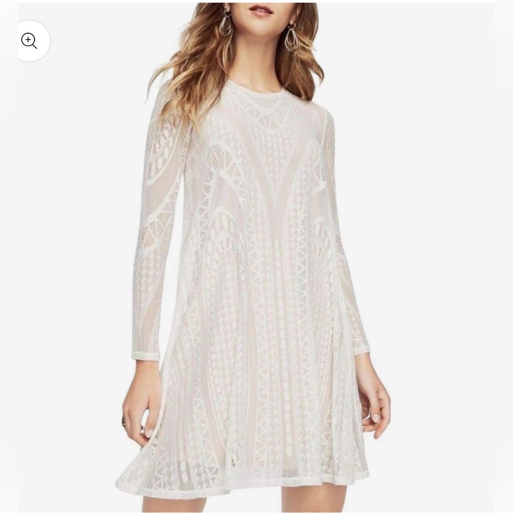 BCBGMaxAzria Cream Lace Long Sleeve Dress